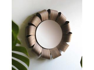 Nomon Brisa Walnut Wood Bronze Sunburst Wall Mirror