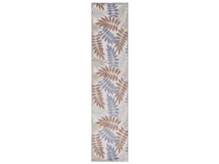Aloha Blue Mocha Runner Area Rug with Botanical Design