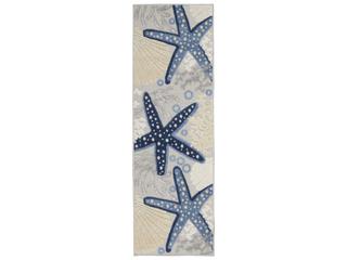 Aloha Collection Coastal Indoor Outdoor Runner in Blue Grey