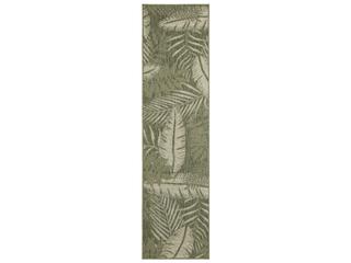 Garden Oasis Floral Indoor Outdoor Runner Area Rug in Green Ivory