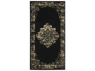 Grafix Distressed Persian Area Rug in Black and Cream