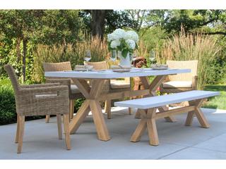 Outdoor Interiors Antique Wash Eucalyptus & Ivory Composite Bench, 74" x 14"
