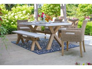 Outdoor Interiors Antique Wash Eucalyptus & Ivory Composite Bench, 74" x 14"
