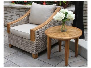 Outdoor Interiors Teak Round Lounging Table, 24" Dia.