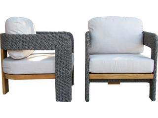 Estate Teak & Wicker Armchair w Sunbrella (Price Includes Two)