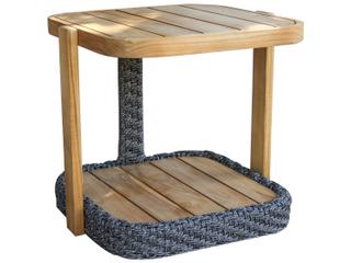 Estate Teak & Wicker Accent Table