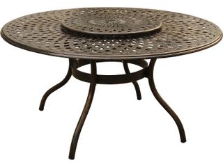 Oakland Living Rose Modern Traditional Lattice Aluminum 59 inch Bronze Round Outdoor Dining Set with Lazy Susan and Six Chairs