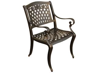 Oakland Living Rose Modern Traditional Lattice Aluminum 59 inch Bronze Round Outdoor Dining Set with Lazy Susan and Six Chairs
