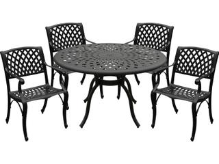 Oakland Living Modern Aluminum 48'' Black Round Outdoor Patio Dining Set with Four Chairs