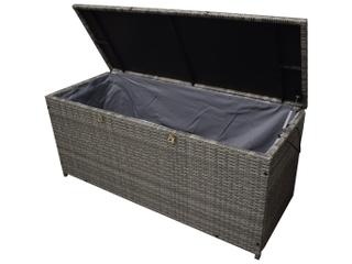 Oakland Living Grey Indoor and Balcony Deck Porch Pool 113 Gallon Wicker Storage Box Trunk Bin with Frame