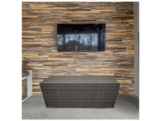 Oakland Living Grey Indoor and Balcony Deck Porch Pool 113 Gallon Wicker Storage Box Trunk Bin with Frame