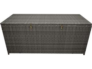 Oakland Living Grey Indoor and Balcony Deck Porch Pool 113 Gallon Wicker Storage Box Trunk Bin with Frame