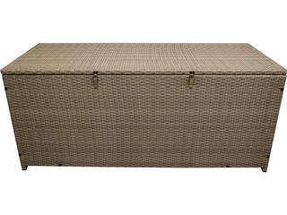 Oakland Living Tan Indoor and Balcony Deck Porch Pool 113 Gallon Wicker Storage Box Trunk Bin with Frame