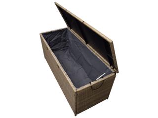 Oakland Living Tan Indoor and Balcony Deck Porch Pool 113 Gallon Wicker Storage Box Trunk Bin with Frame
