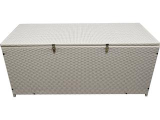 Oakland Living White Indoor and Balcony Deck Porch Pool 113 Gallon Wicker Storage Box Trunk Bin with Frame