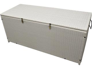 Oakland Living White Indoor and Balcony Deck Porch Pool 113 Gallon Wicker Storage Box Trunk Bin with Frame