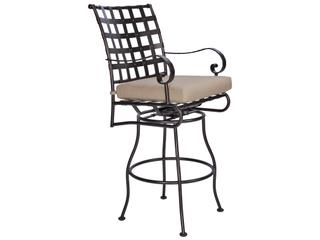 OW Lee Classico-Wide Arms Wrought Iron Swivel Outdoor Patio Bar Stool