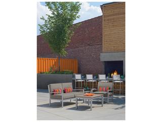 Oxford Garden Travira Aluminum Flint 4 Piece Patio Lounge Set with Stone Cushions