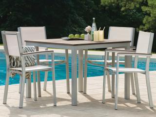 Oxford Garden Travira Aluminum Flint 5 Piece Patio Dining Set with Natural Sling