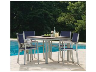 Oxford Garden Travira Aluminum Flint 5 Piece Outdoor Dining Set with Ink Pen Sling