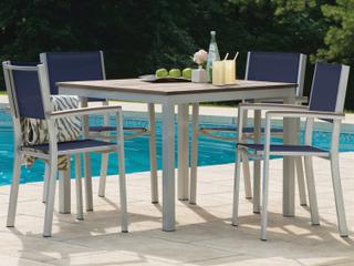 Oxford Garden Travira Aluminum Flint 5 Piece Outdoor Dining Set with Ink Pen Sling