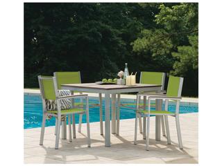 Oxford Garden Travira Aluminum Flint 5 Piece Patio Dining Set with Go Green Sling