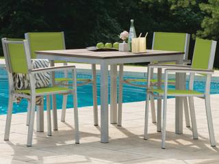 Oxford Garden Travira Aluminum Flint 5 Piece Patio Dining Set with Go Green Sling