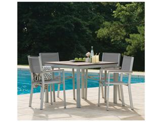 Oxford Garden Travira Aluminum Flint 5 Piece Outdoor Dining Set with Titanum Sling