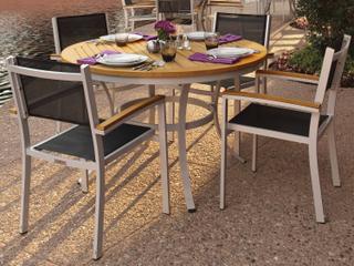 Oxford Garden Travira Aluminum Flint 5 Piece Outdoor Dining Set with Black Sling