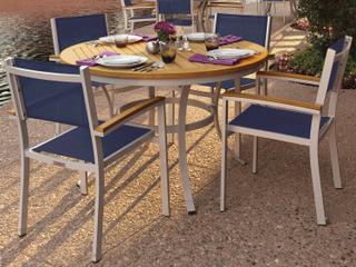 Oxford Garden Travira Aluminum Flint 5 Piece Patio Dining Set with Ink Pen Sling