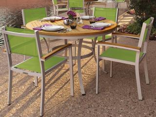 Oxford Garden Travira Aluminum Flint 5 Piece Outdoor Dining Set with Go Green Sling