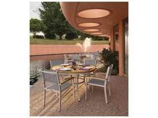 Oxford Garden Travira Aluminum Flint 5 Piece Outdoor Patio Dining Set with Titanium Sling