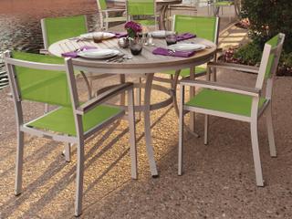 Oxford Garden Travira Aluminum Flint 5 Piece Outdoor Patio Dining Set with Go Green Sling