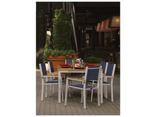 Oxford Garden Travira Aluminum Flint 7 Piece Patio Dining Set with Ink Pen Sling
