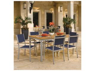Oxford Garden Travira Aluminum Flint 7 Piece Patio Dining Set with Ink Pen Sling