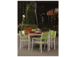 Oxford Garden Travira Aluminum Flint 7 Piece Outdoor Dining Set with Go Green Sling
