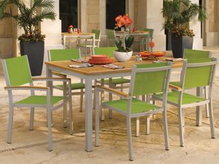 Oxford Garden Travira Aluminum Flint 7 Piece Outdoor Dining Set with Go Green Sling