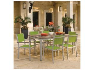Oxford Garden Travira Aluminum Flint 7 Piece Outdoor Patio Dining Set with Go Green Sling