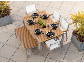 Oxford Garden Travira Aluminum Flint 6 Piece Outdoor Dining Set with Natural Sling