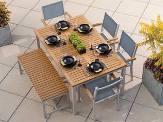Oxford Garden Travira Aluminum Flint 6 Piece Outdoor Patio Dining Set with Titanium Sling