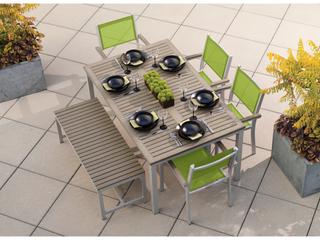 Oxford Garden Travira Aluminum Flint 6 Piece Patio Dining Set with Go Green Sling