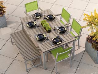 Oxford Garden Travira Aluminum Flint 6 Piece Patio Dining Set with Go Green Sling