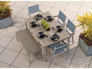 Oxford Garden Travira Aluminum Flint 6 Piece Outdoor Dining Set with Titanium Sling