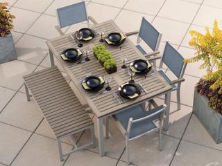Oxford Garden Travira Aluminum Flint 6 Piece Outdoor Dining Set with Titanium Sling
