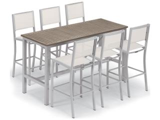 Oxford Garden Travira Aluminum Flint 7 Piece Bar Set with Natural Sling