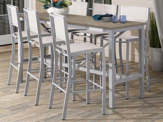 Oxford Garden Travira Aluminum Flint 7 Piece Bar Set with Natural Sling