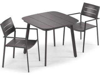 Oxford Garden Eiland Two Aluminum Dining Chairs & Table Set