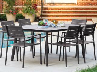 Oxford Garden Eiland 6 Aluminum Dining Chairs and Table Set