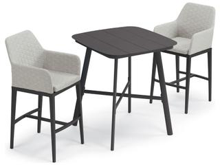 Oxford Garden Oland Aluminum Carbon 3 Piece Bar Set with Canvas Granite Cushions
