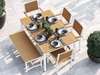 Oxford Garden Travira Aluminum Flint 6 Piece Outdoor Patio Dining Set